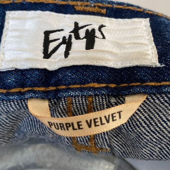 Eytys Benz Dark Denim 90s Inspired High Waisted Loose Fit Jeans Purple Velvet - Picture 5 of 8
